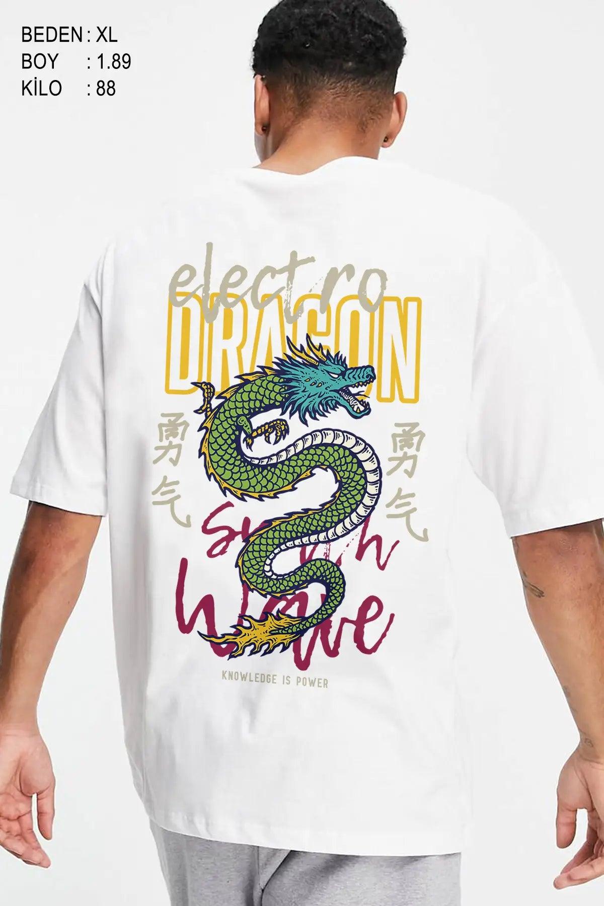 Electro Dragon Oversize Erkek Tişört - PΛSΛGE