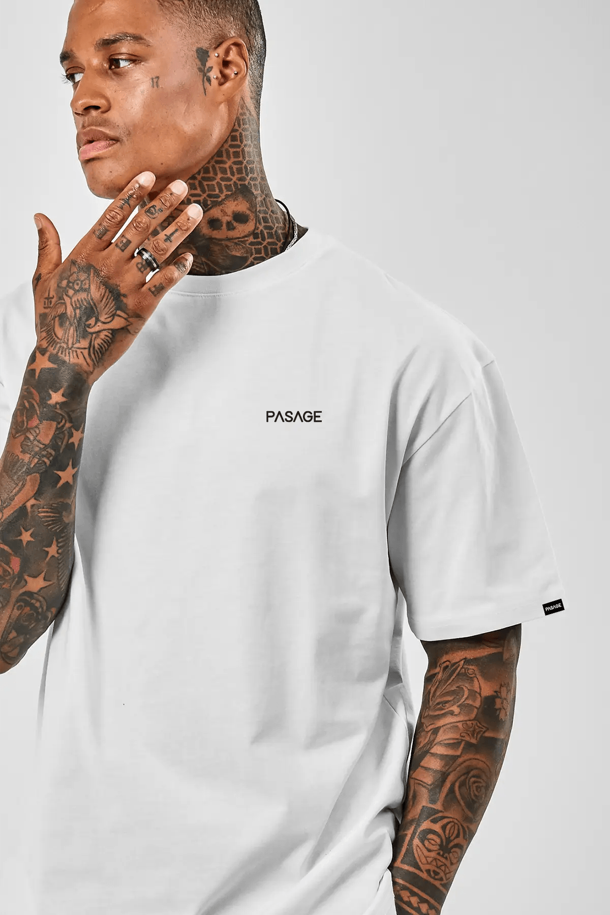 Left Pasage Oversize Erkek Tişört - PΛSΛGE