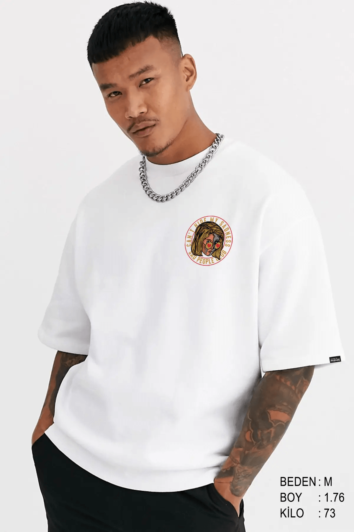 Sad People Club Oversize Erkek Tişört - PΛSΛGE