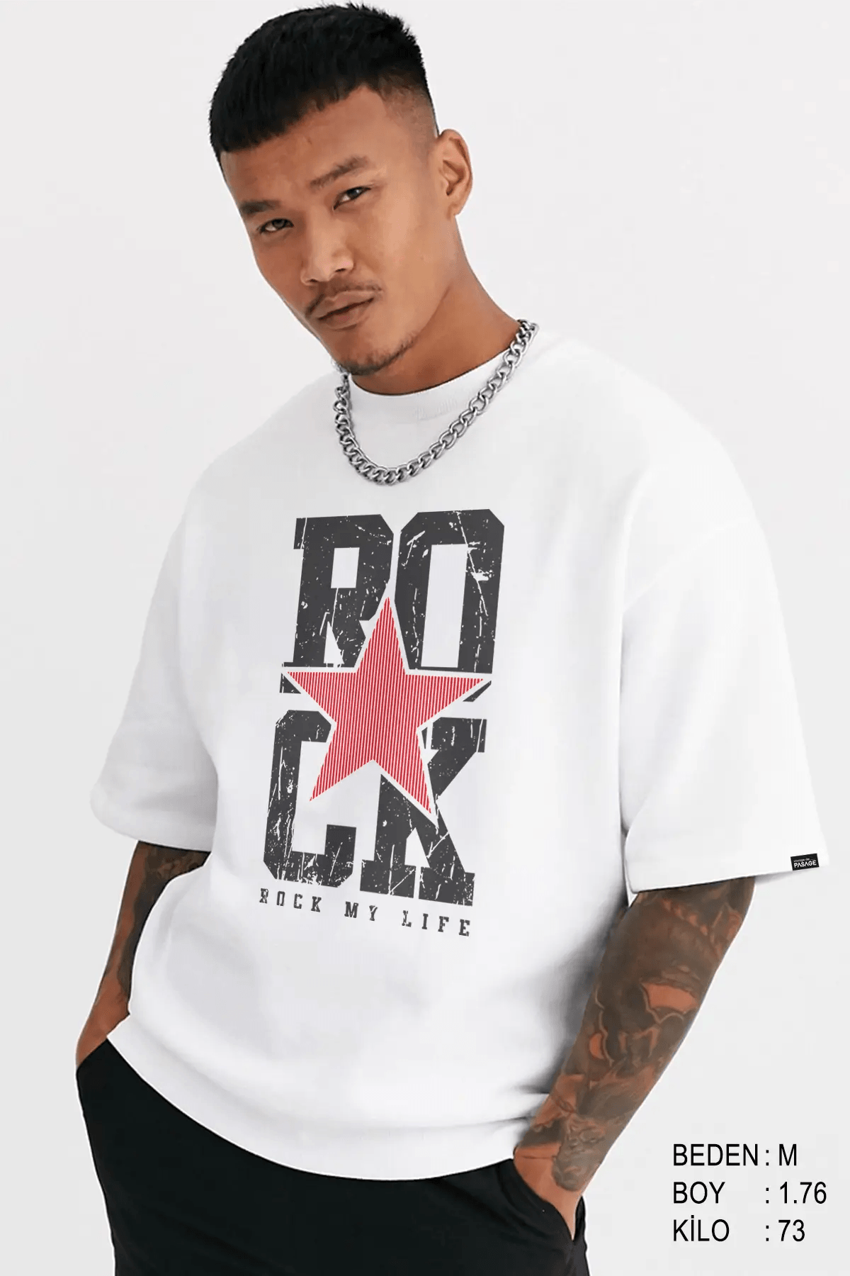 Rock Oversize Erkek Tişört - PΛSΛGE