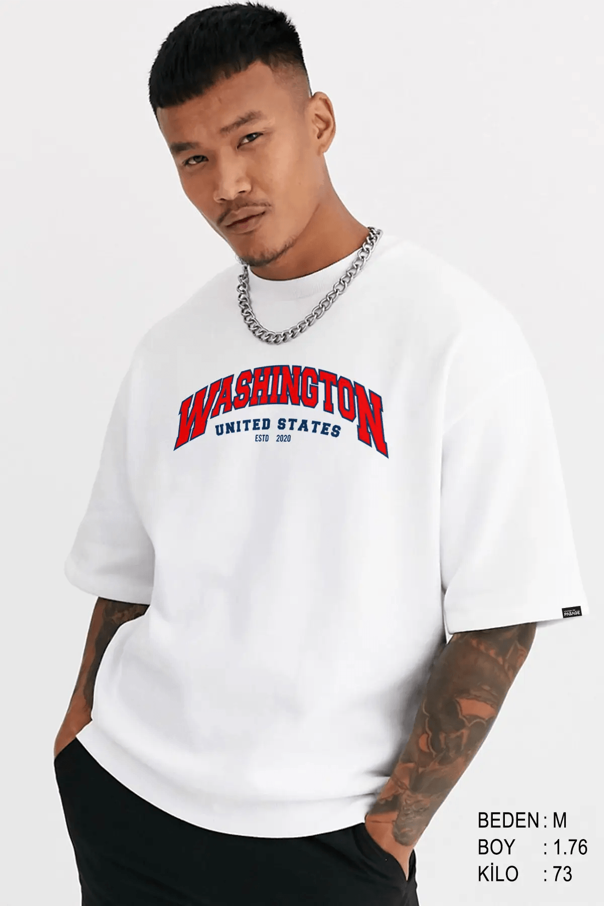 Washington Dc Oversize Erkek Tişört - PΛSΛGE