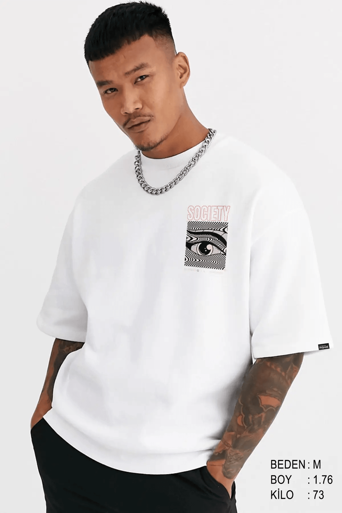 Society Oversize Erkek Tişört - PΛSΛGE