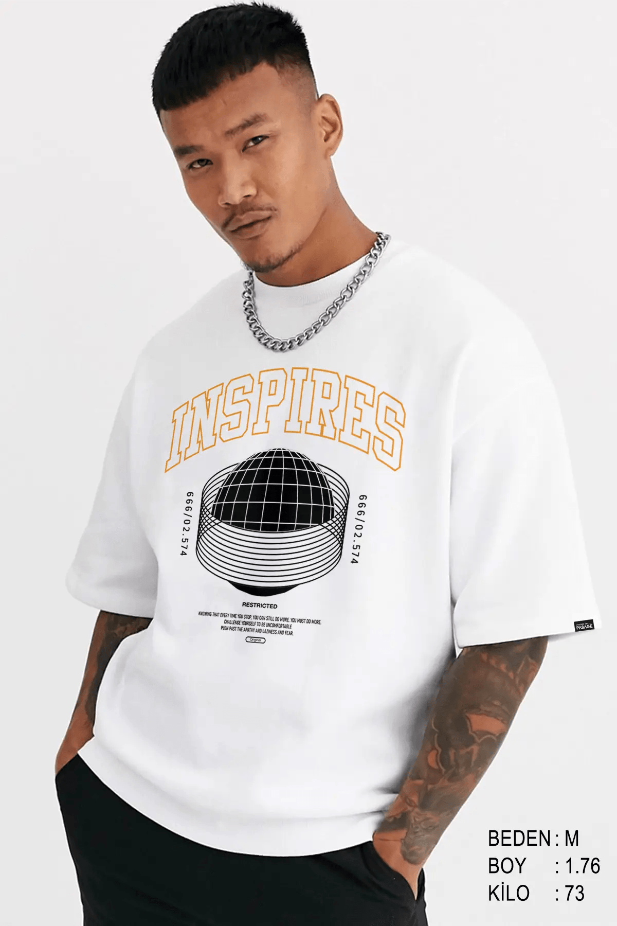 İnspires Oversize Erkek Tişört - PΛSΛGE