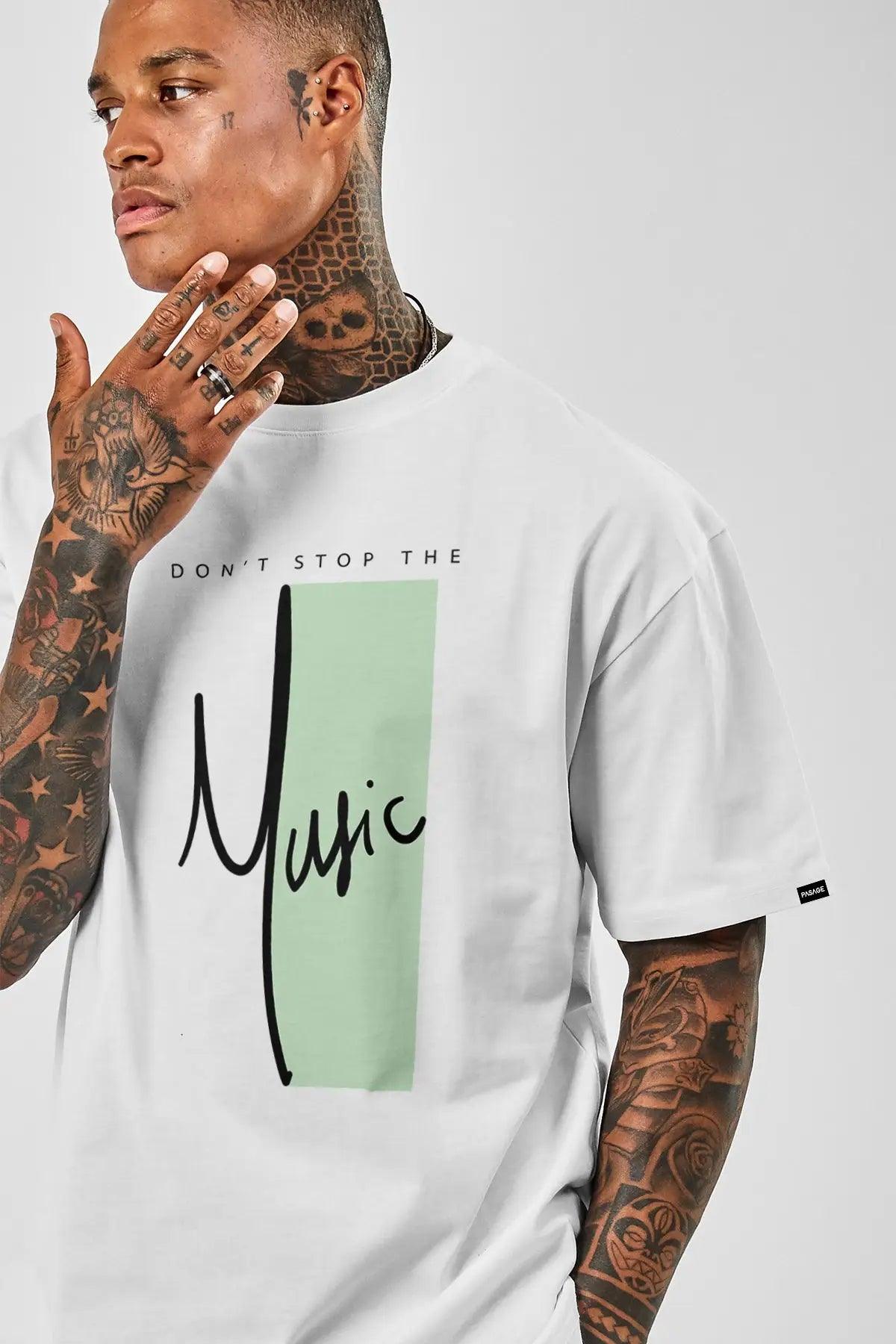 Music Oversize Erkek Tişört - PΛSΛGE