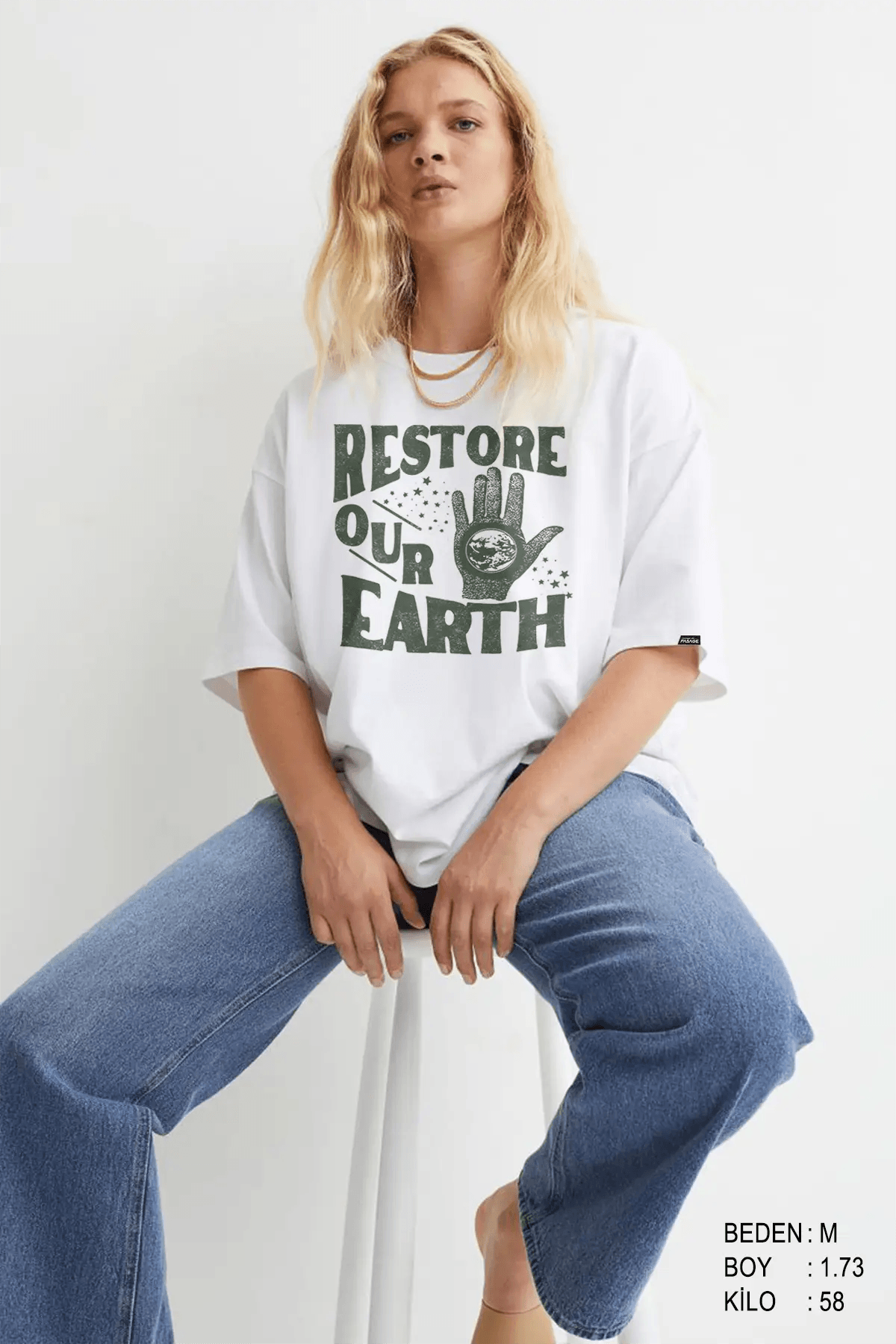 Restore Oversize Kadın Tişört - PΛSΛGE