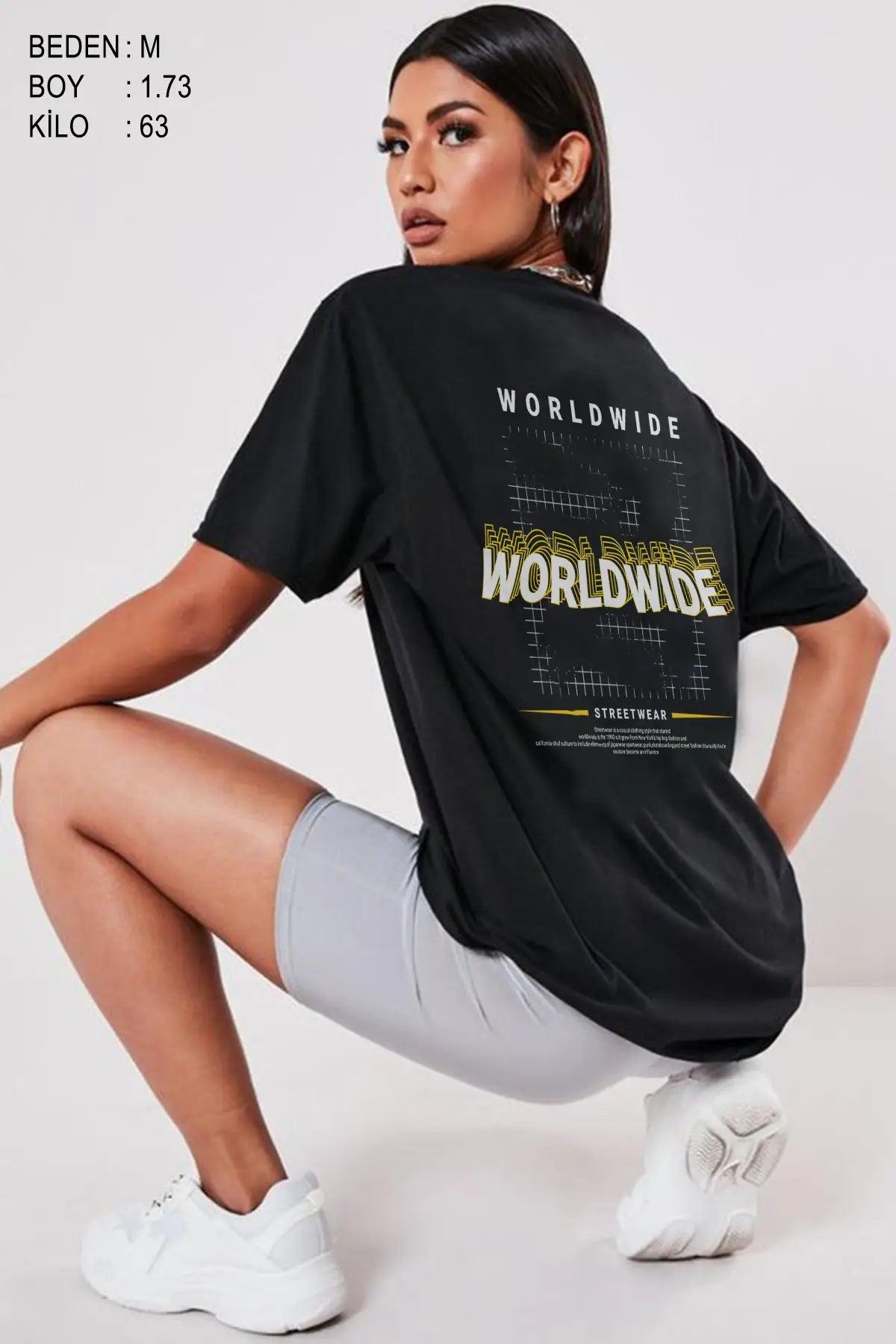 Worldwide Oversize Kadın Tişört - PΛSΛGE