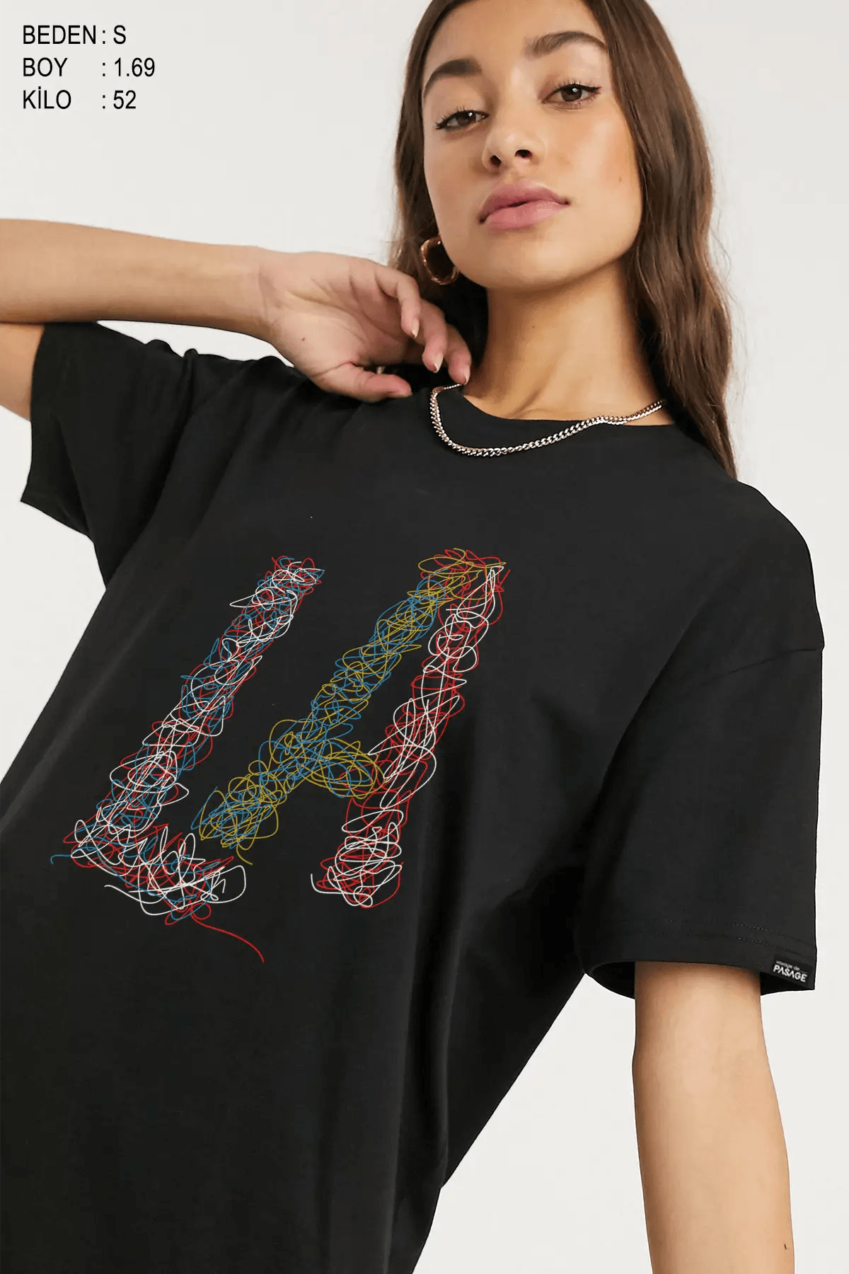 Linear LA Oversize Kadın Tişört - PΛSΛGE