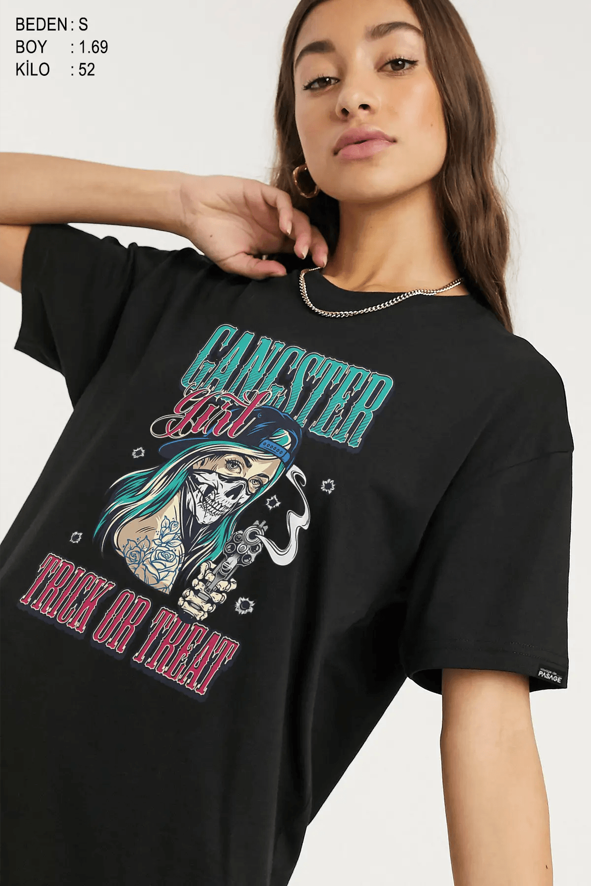 Gangster Girl Oversize Kadın Tişört - PΛSΛGE