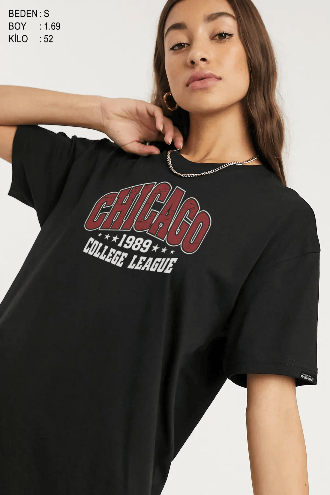 Chicago Oversize Kadın Tişört - PΛSΛGE