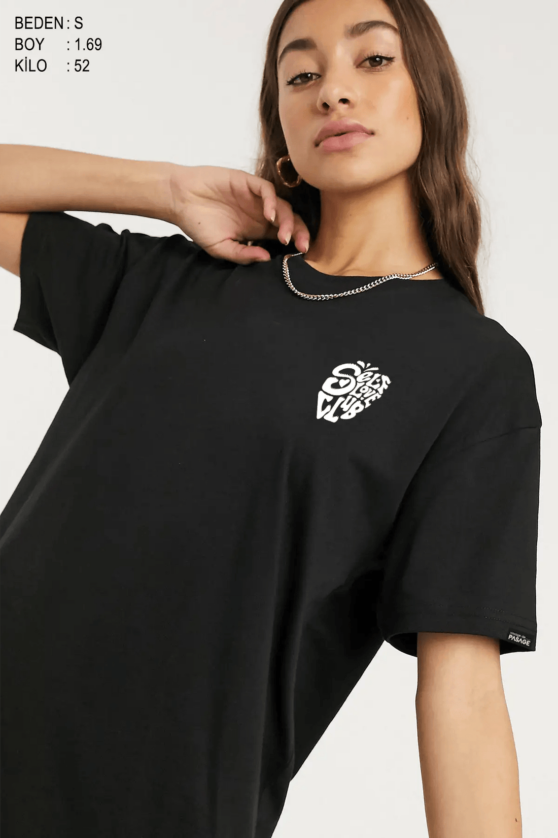 Self Love Club Oversize Kadın Tişört - PΛSΛGE