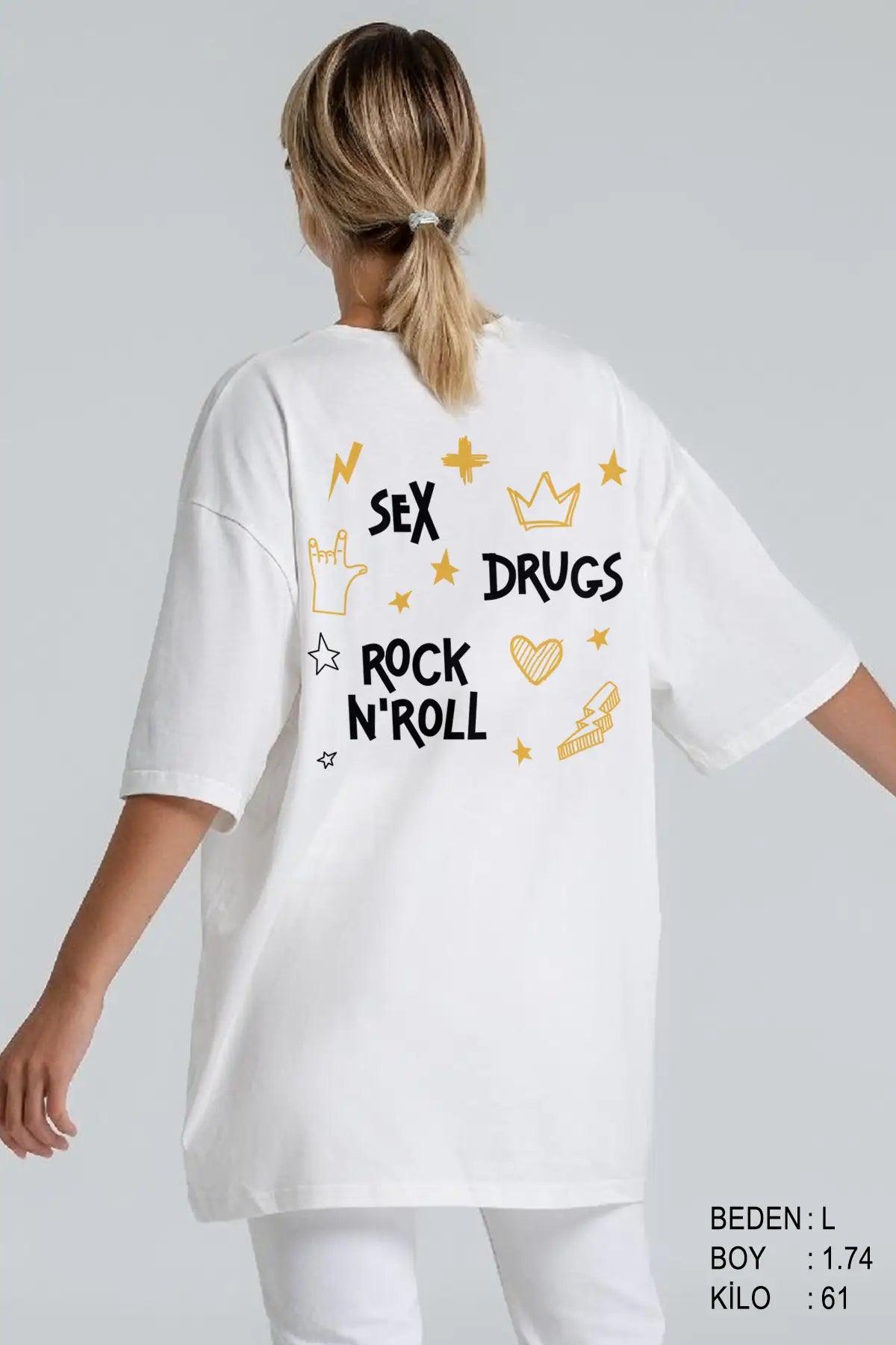 Sex N Drugs Oversize Kadın Tişört - PΛSΛGE