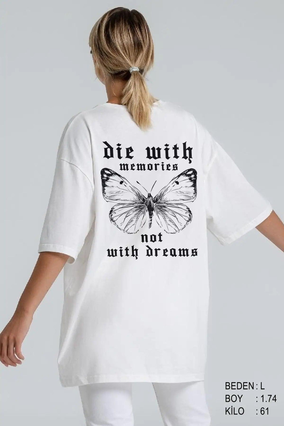 Die With Memories Oversize Kadın Tişört - PΛSΛGE