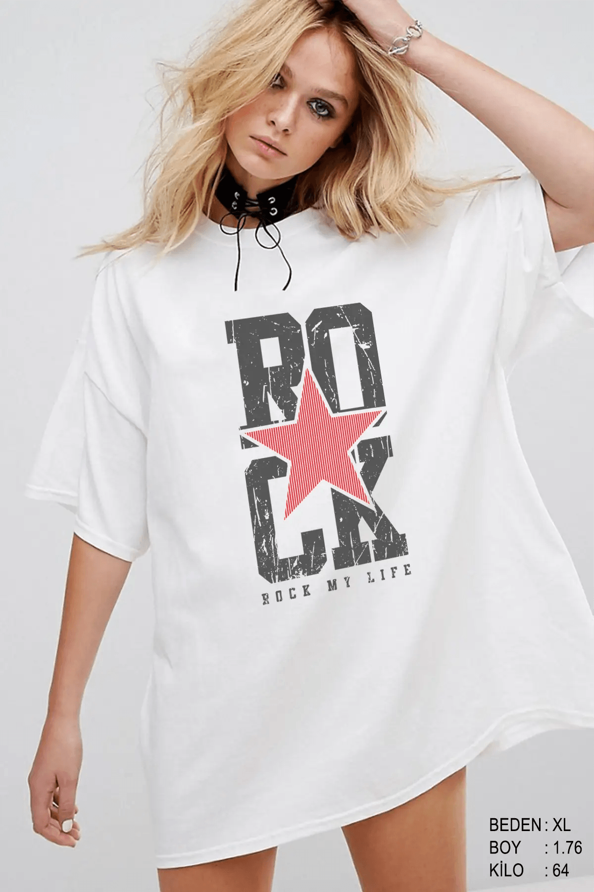 Rock Oversize Kadın Tişört - PΛSΛGE
