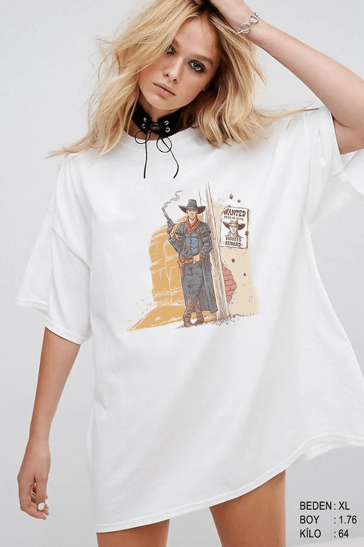 Wanted Cowboy Oversize Kadın Tişört - PΛSΛGE
