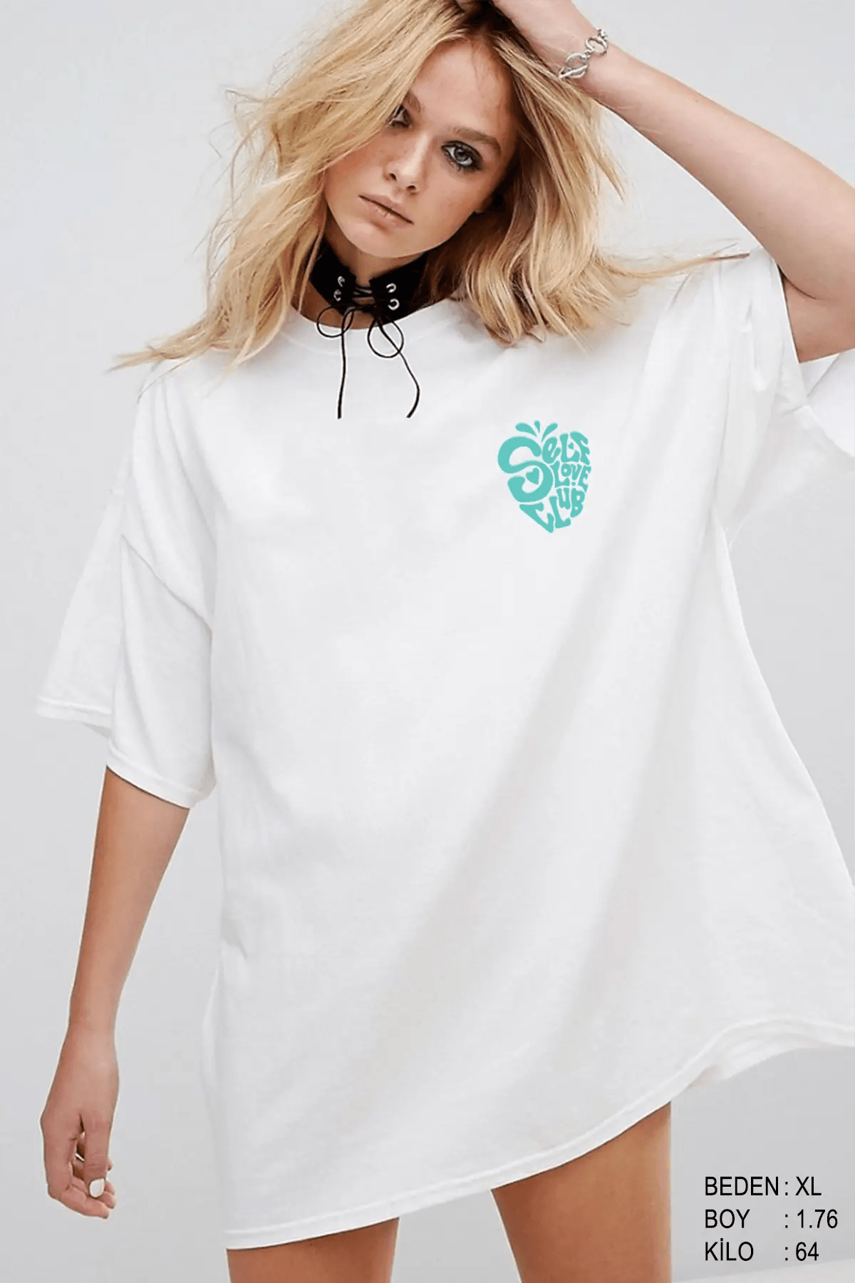 Self Love Club Oversize Kadın Tişört - PΛSΛGE