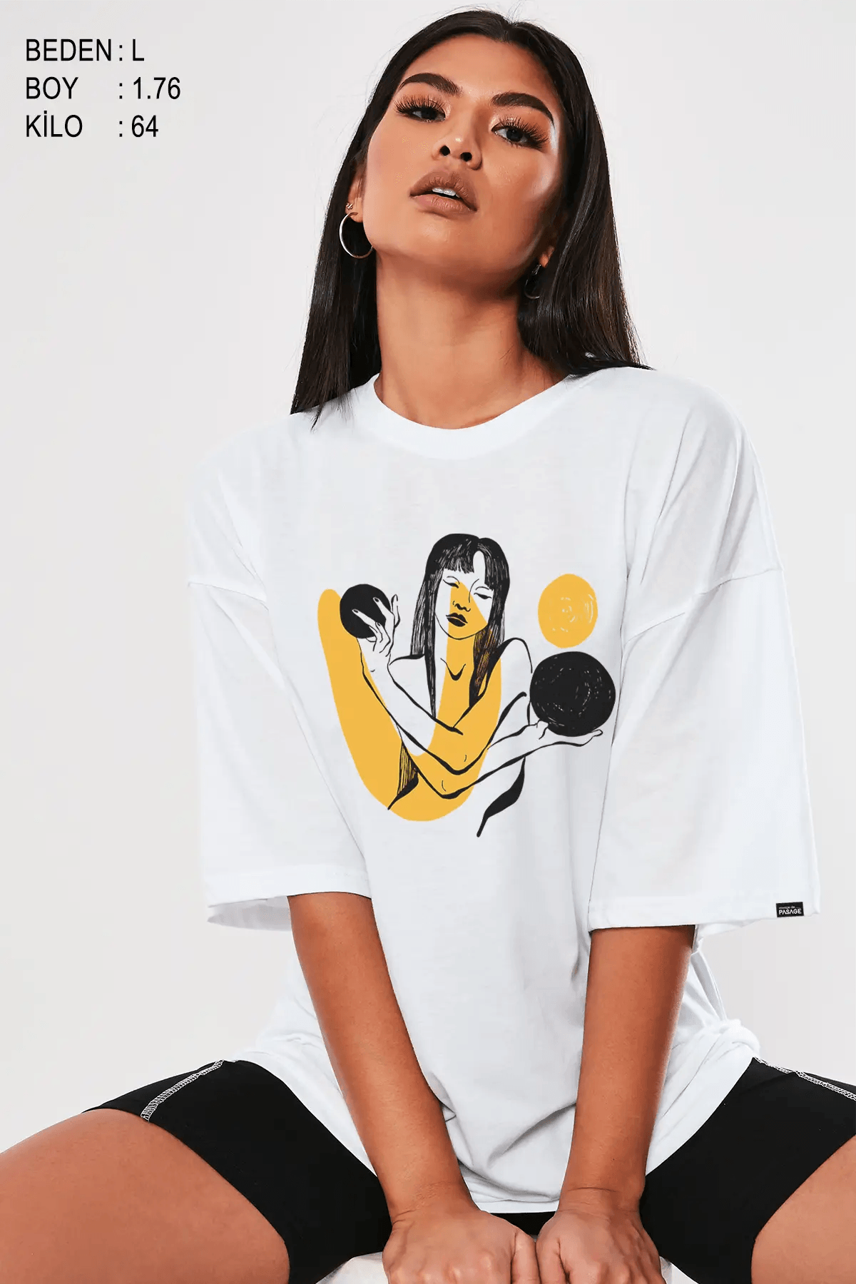 Material Woman Oversize Kadın Tişört - PΛSΛGE