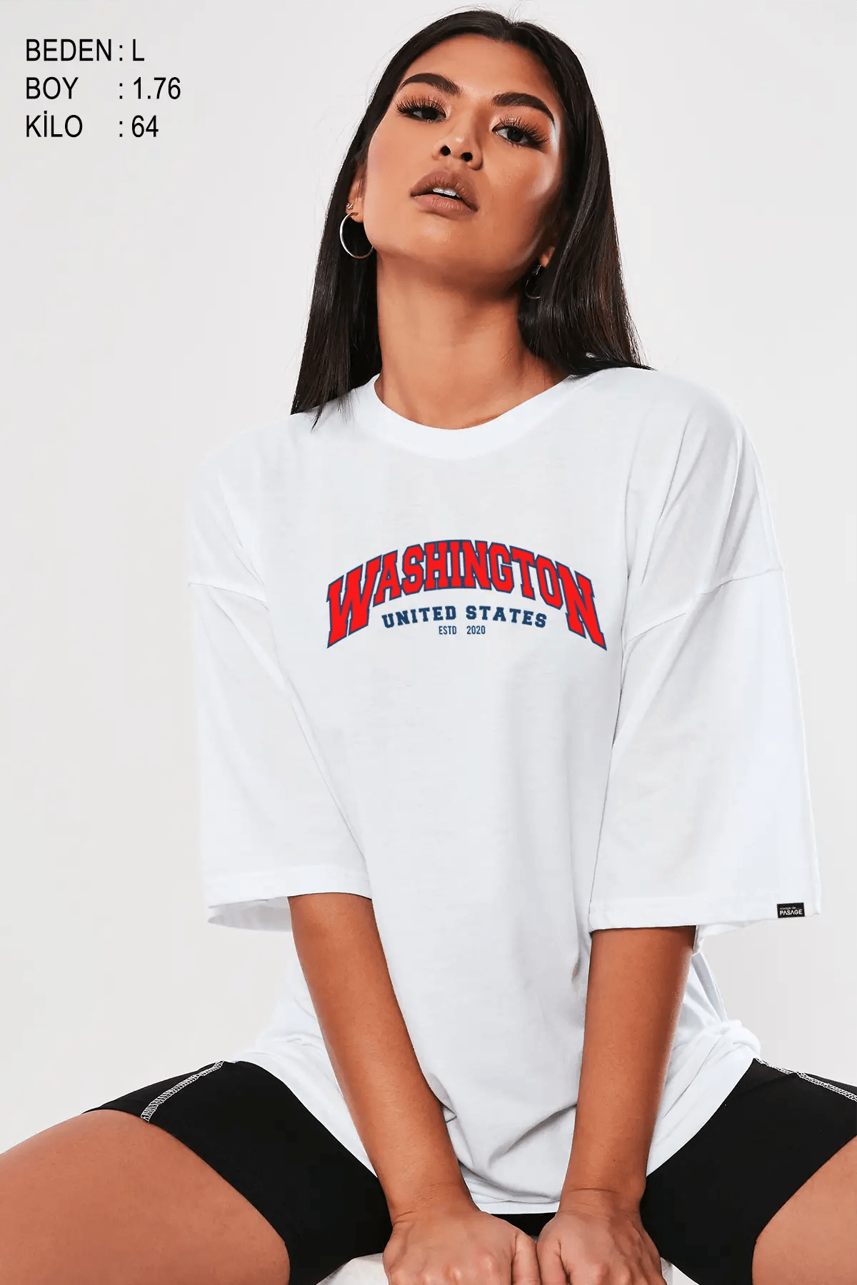 Washington Dc Oversize Kadın Tişört - PΛSΛGE
