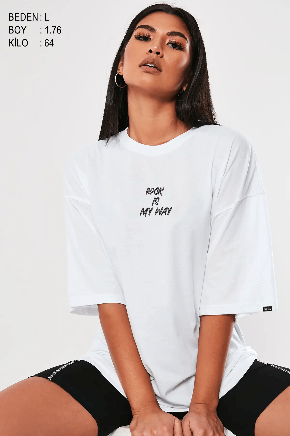 Rock İs My Way Oversize Kadın Tişört - PΛSΛGE