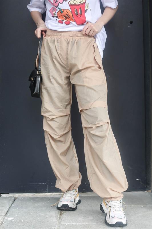 Bej Paraşüt Jogger Kadın Pantolon MG1726