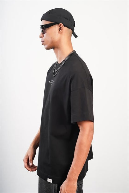 Bisiklet Yaka Önü Enjeksiyon Baskılı Oversize Kalıp Unisex Tshirt