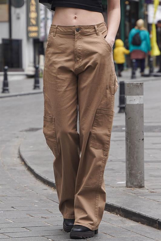 Camel Straight Fit Kadın Kargo Pantolon MG1601