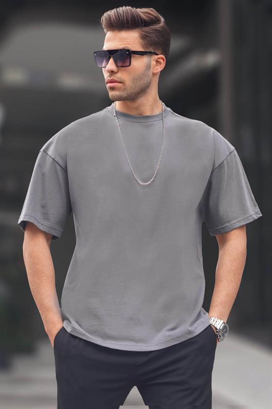 Erkek Füme Oversize Fit Basic Tişört 6066