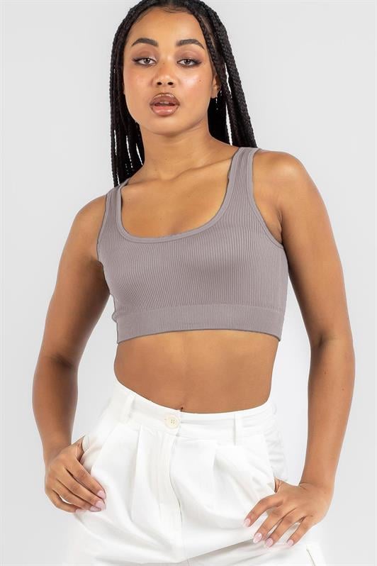 Füme Askılı Basic Crop Top Bluz MG1757