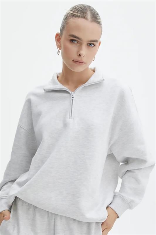 Grimelanj Fermuar Detaylı Oversize Kadın Sweatshirt MG1933