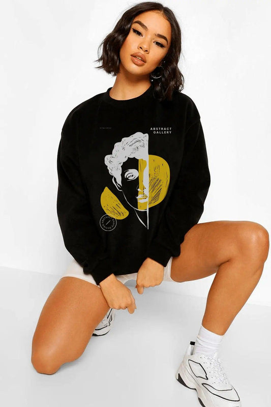 Abstract Gallery Oversize Kadın Sweatshirt - PΛSΛGE