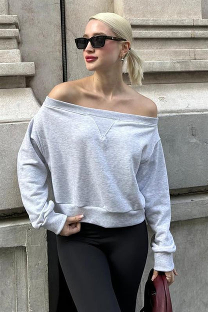 Karmelanj Kayık Yaka Kadın Sweatshirt MG2239