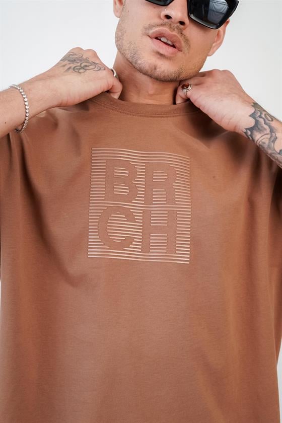 Kingbrich Önü Enjeksiyon Baskılı Bisiklet Yaka Oversize Kalıp Unisex Tshirt