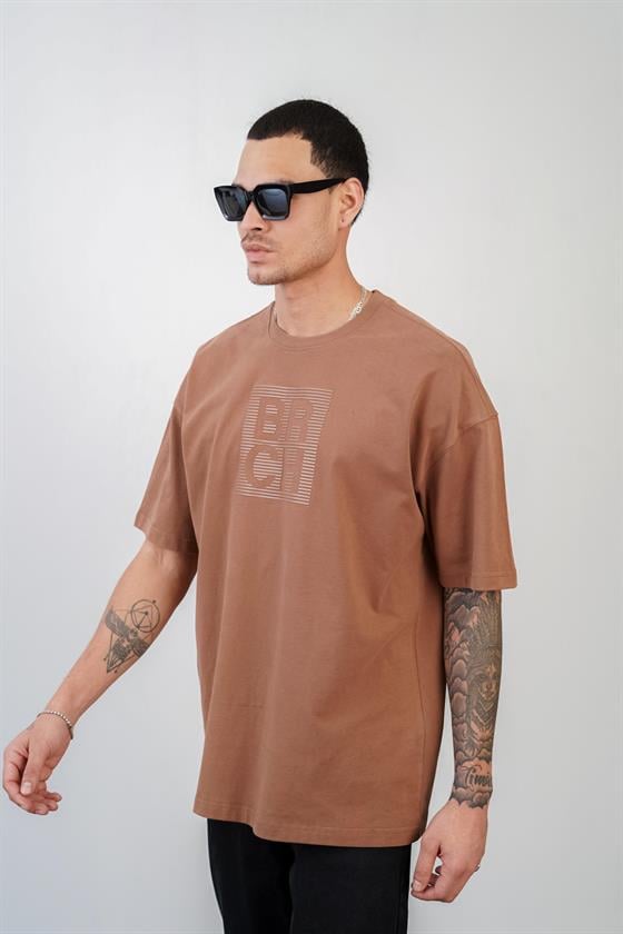 Kingbrich Önü Enjeksiyon Baskılı Bisiklet Yaka Oversize Kalıp Unisex Tshirt