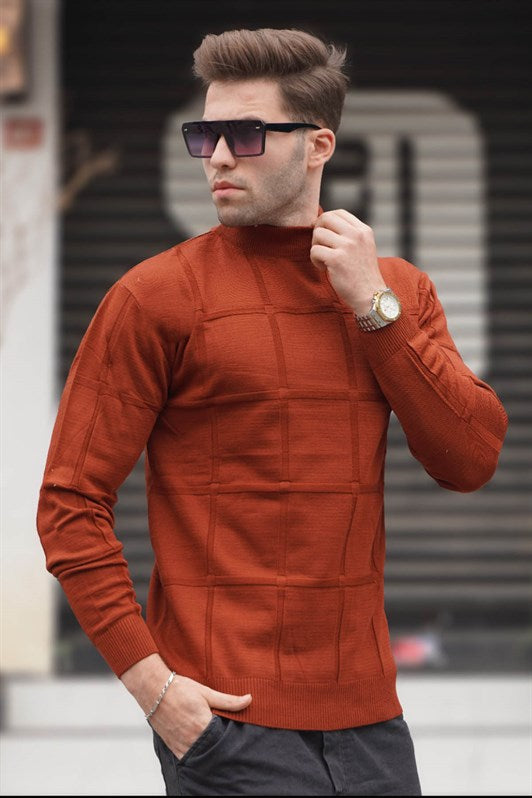 Kiremit Balıkçı Yaka Triko Erkek Kazak 5784