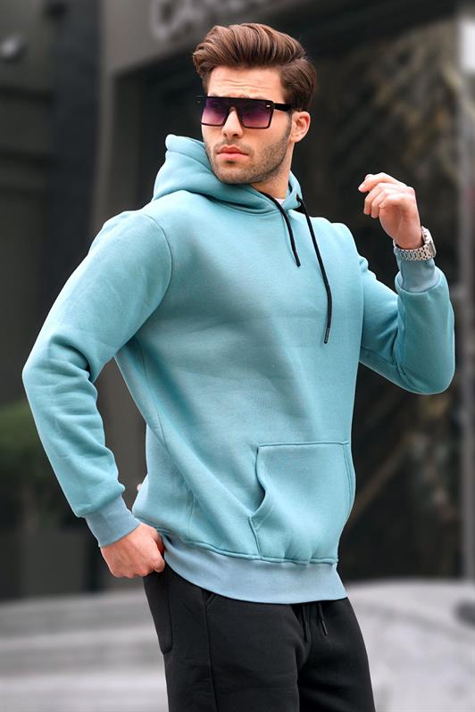 Mavi Kapüşonlu Erkek Sweatshirt 5339