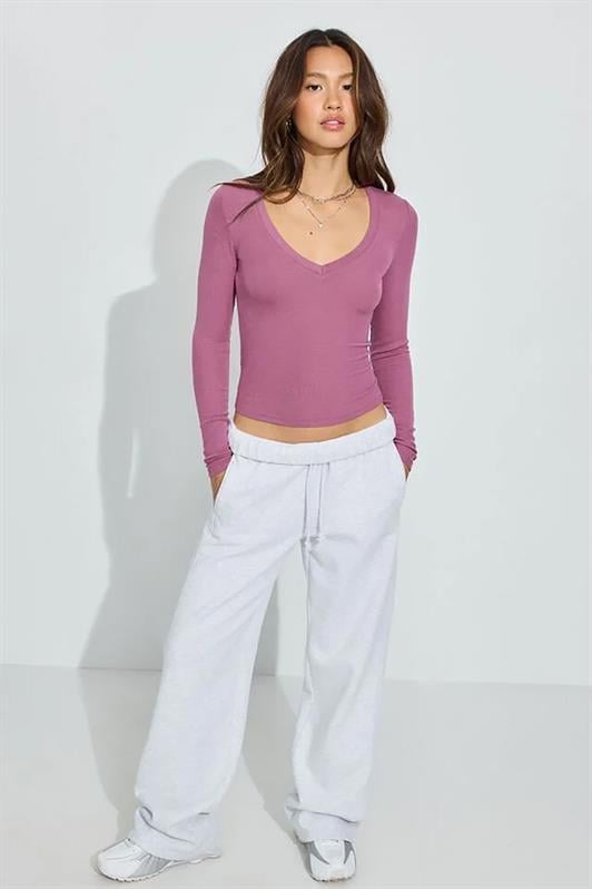 Bordo V Yaka Uzun Kollu Kaşkorse Body MG2192