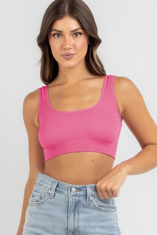 Pembe Askılı Basic Crop Top Bluz MG1757