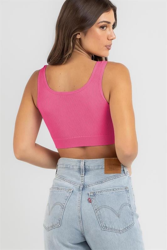 Pembe Askılı Basic Crop Top Bluz MG1757