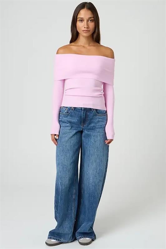 Pembe Madonna Yaka Uzun Kollu Triko Kazak MG2184