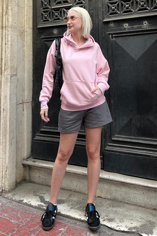 Pembe Oversize Cepli Sweatshirt MG2207