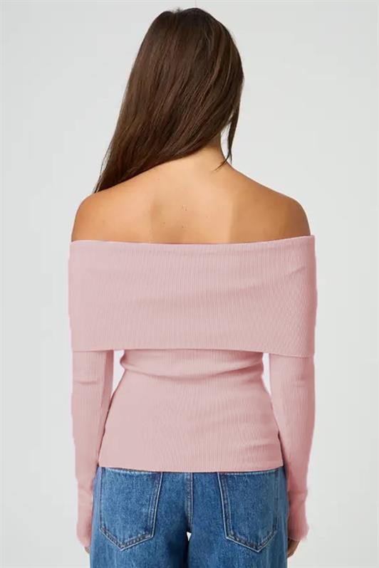 Pudra Madonna Yaka Uzun Kollu Triko Kazak MG2184