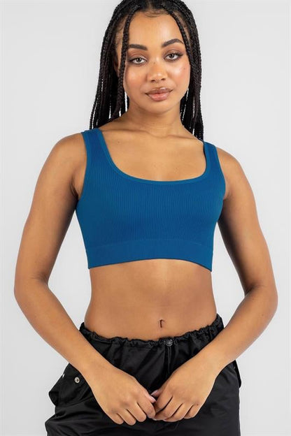 Saks Askılı Basic Crop Top Bluz MG1757