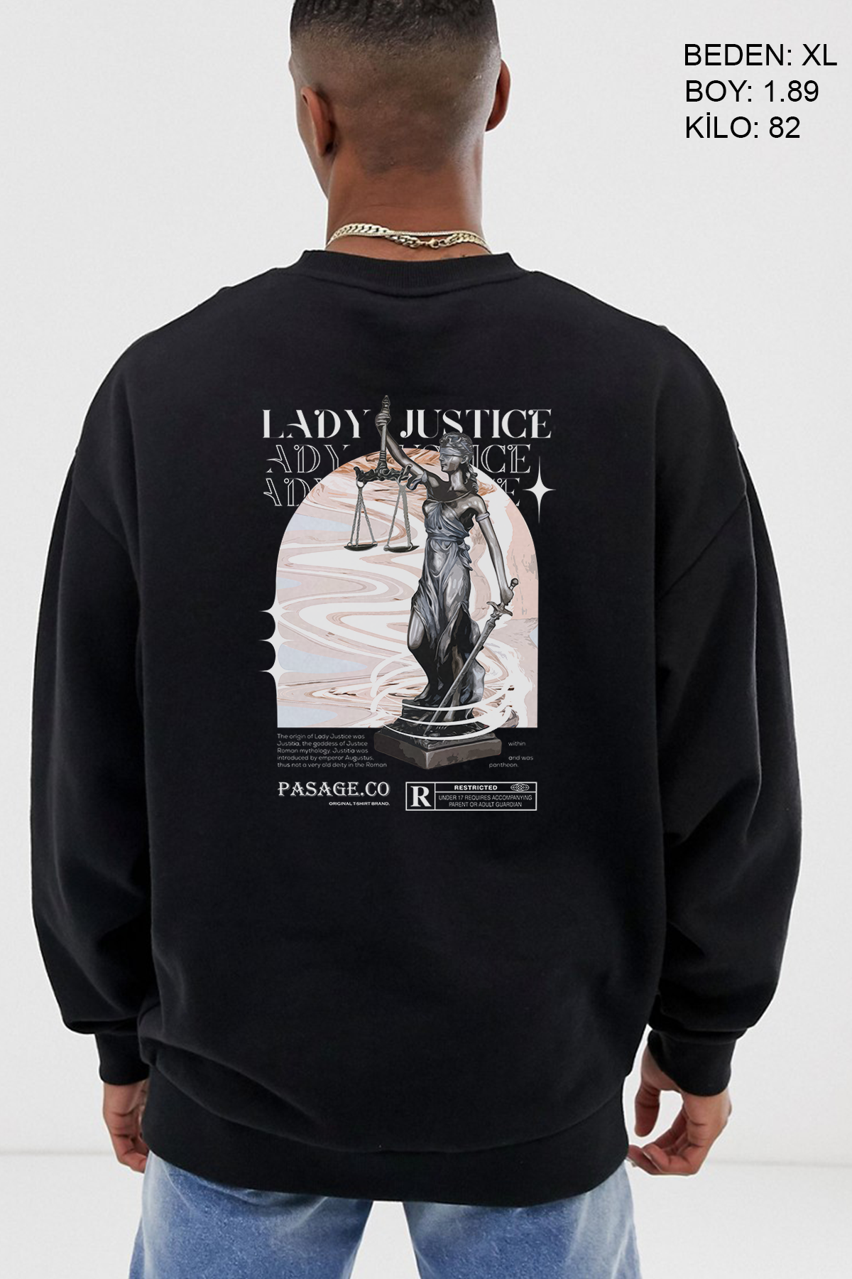 Lady Justice Oversize Erkek Sweatshirt