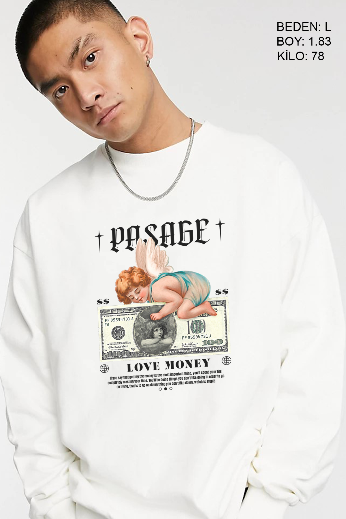 Love Money Oversize Erkek Sweatshirt