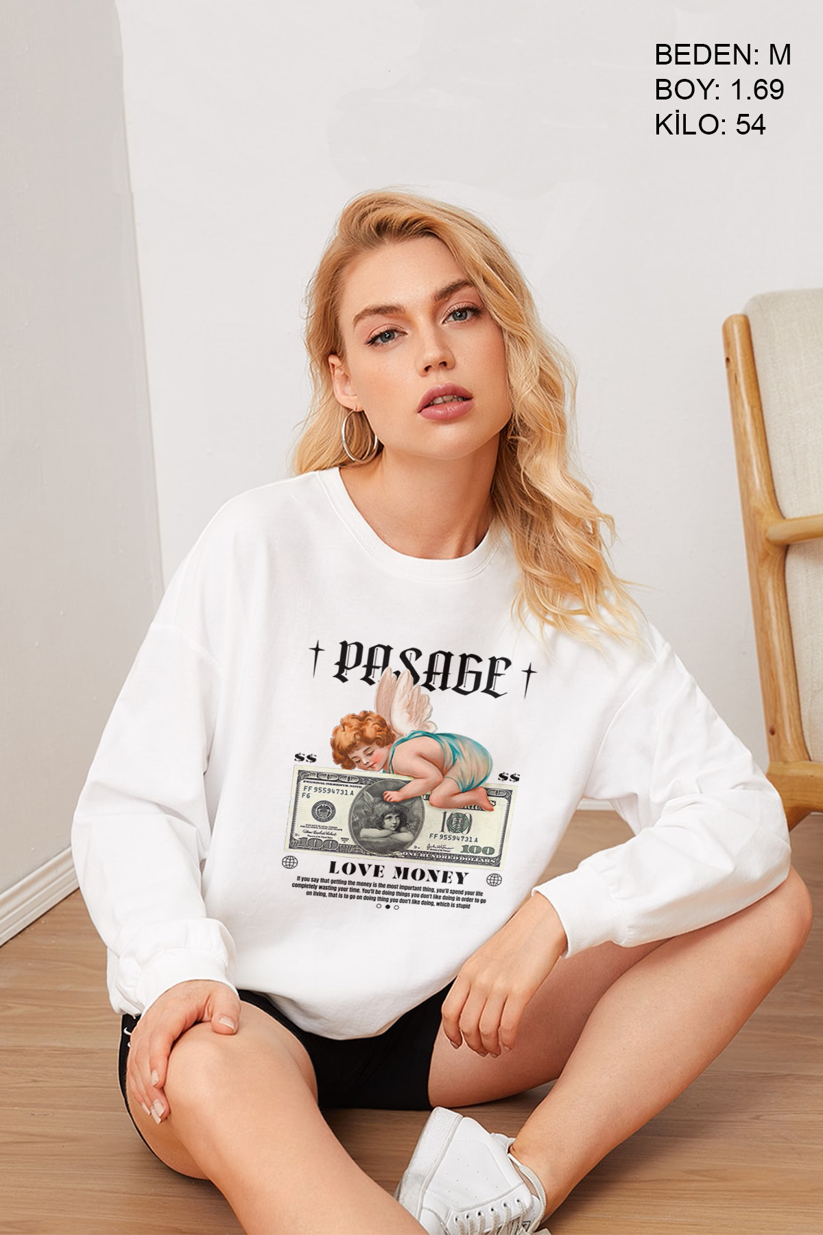 Love Money Oversize Kadın Sweatshirt