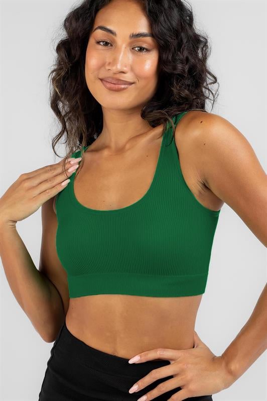 Yeşil Askılı Basic Crop Top Bluz MG1757