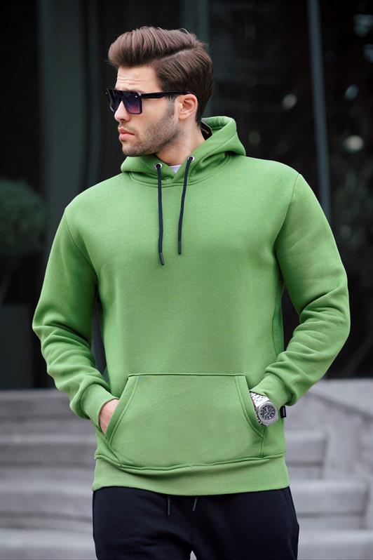 Yeşil Kapüşonlu Erkek Sweatshirt 5339