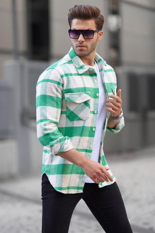 Yeşil Regular Fit Erkek Oduncu Gömlek 4950
