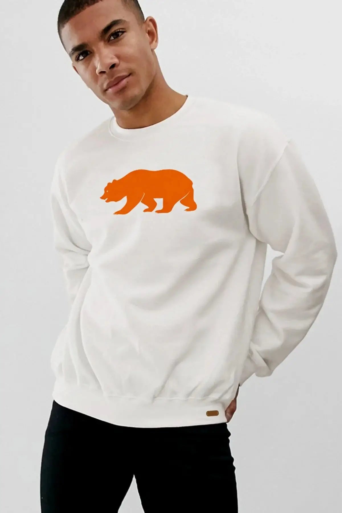 Orange Bear Oversize Erkek Sweatshirt - PΛSΛGE