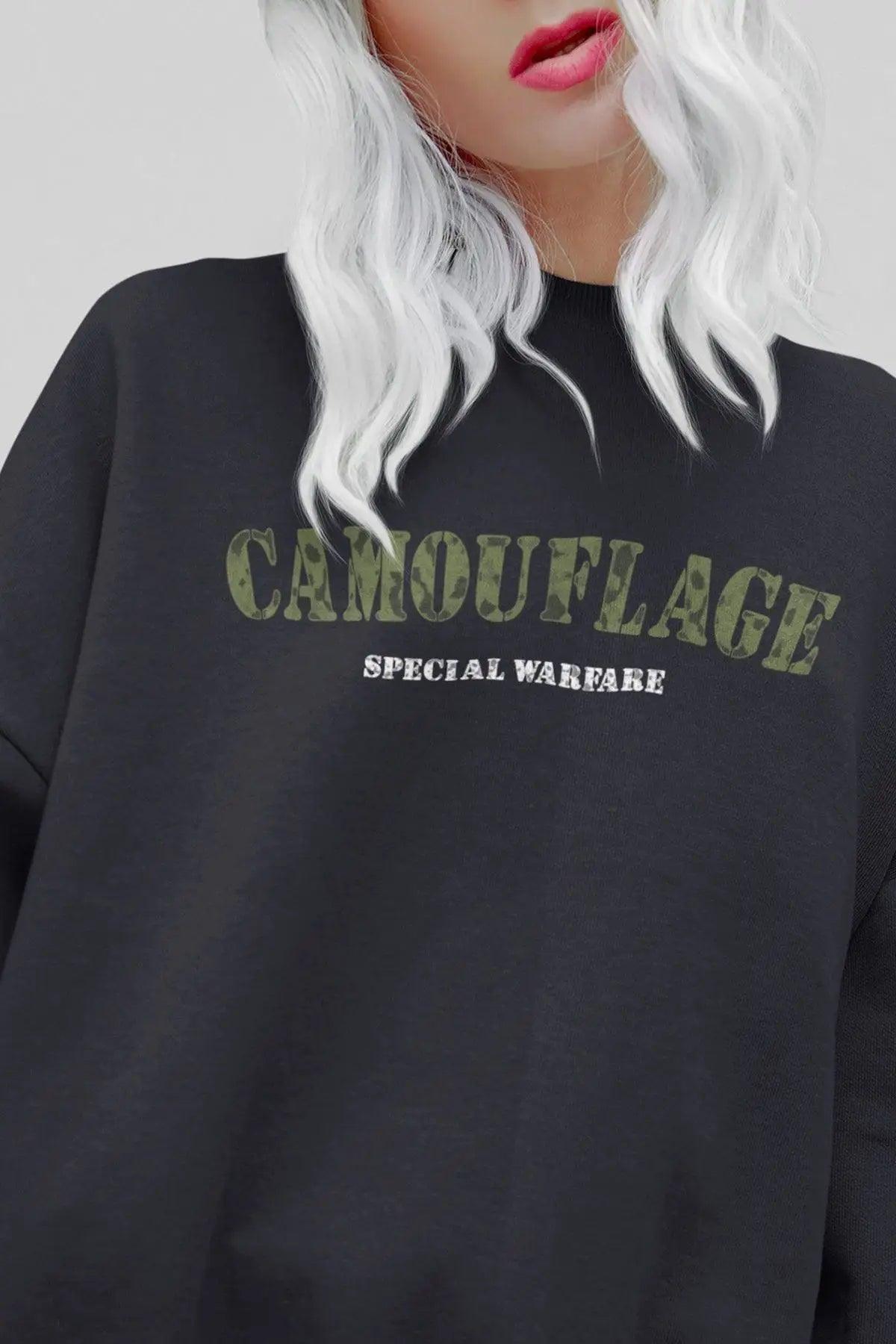 CAMOUFLAGE Oversize Kadın Sweatshirt PΛSΛGE