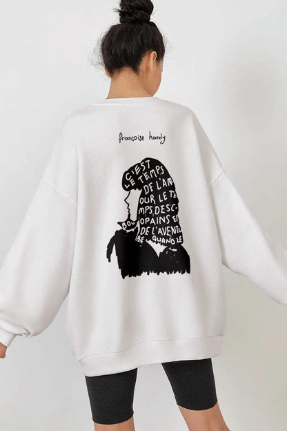FRANÇOISE HARDY Oversize Kadın Sweatshirt PΛSΛGE